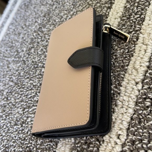 Kate Spade Staci Colorblock Medium Compact Bifold Wallet Warm Beige Multi - Picture 6 of 16